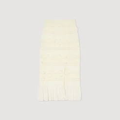 Mulheres Sandro Paris Saia Midi Em Malha Perfurada