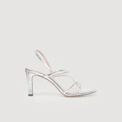 Mulheres Sandro Paris Sandálias De Couro Metalico