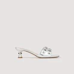 Mulheres Sandro Paris Sapato Tipo Slingback Em Couro Metalizado