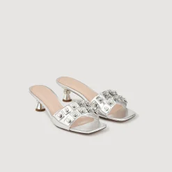 Mulheres Sandro Paris Sapato Tipo Slingback Em Couro Metalizado