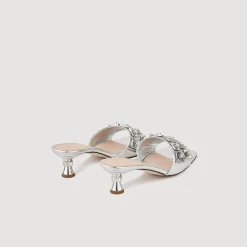 Mulheres Sandro Paris Sapato Tipo Slingback Em Couro Metalizado