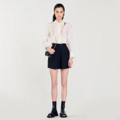 Mulheres Sandro Paris Shorts De Cintura Alta Com Botoes