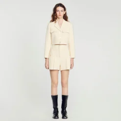 Mulheres Sandro Paris Shorts De Tweed Com Cintura Alta