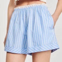 Mulheres Sandro Paris Shorts Largos De Algodao