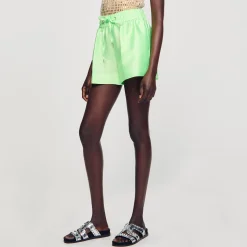 Mulheres Sandro Paris Shorts Largos De Cetim