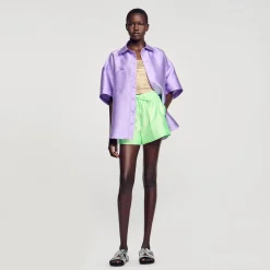 Mulheres Sandro Paris Shorts Largos De Cetim