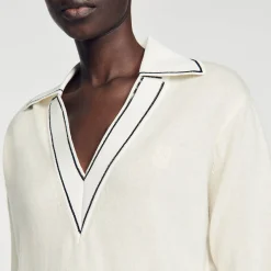 Mulheres Sandro Paris Sueter Com Gola Polo