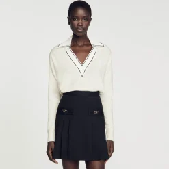 Mulheres Sandro Paris Sueter Com Gola Polo