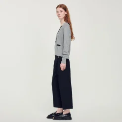 Mulheres Sandro Paris Sueter Contrastante Com Decote Em V