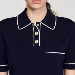 Mulheres Sandro Paris Sueter Curto Tipo Polo