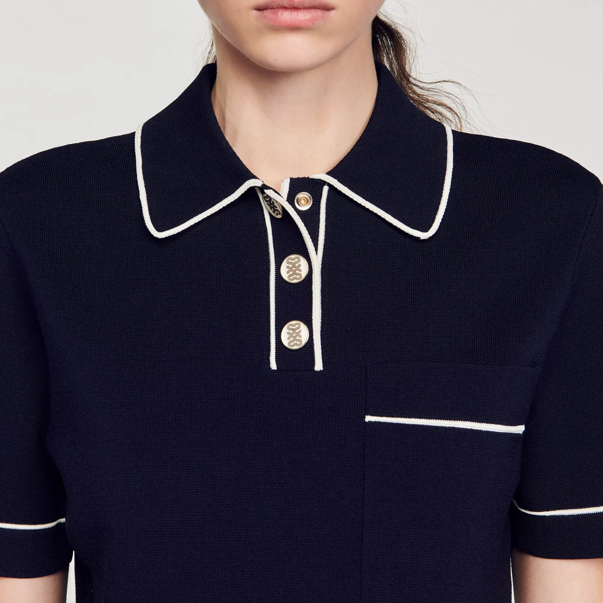 Mulheres Sandro Paris Sueter Curto Tipo Polo