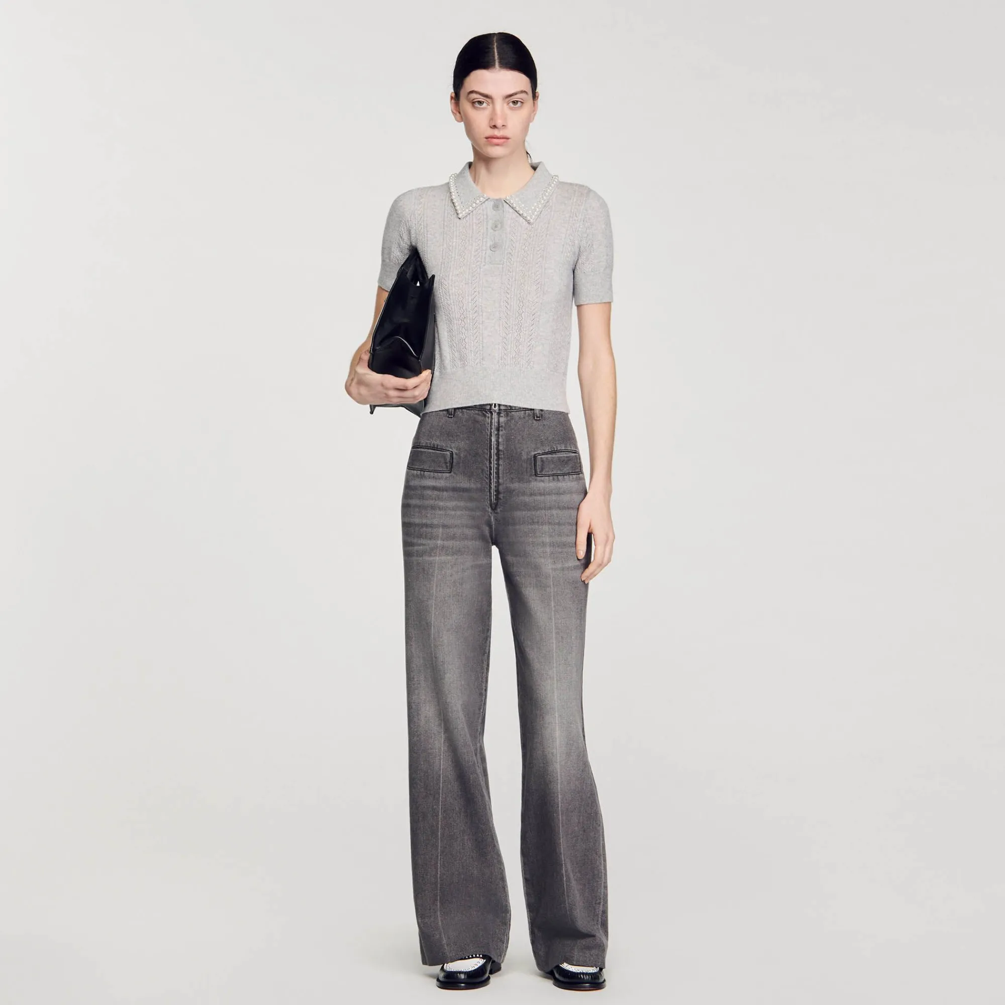 Mulheres Sandro Paris Sueter Curto Tipo Polo