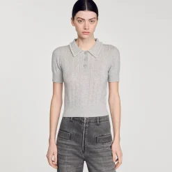 Mulheres Sandro Paris Sueter Curto Tipo Polo
