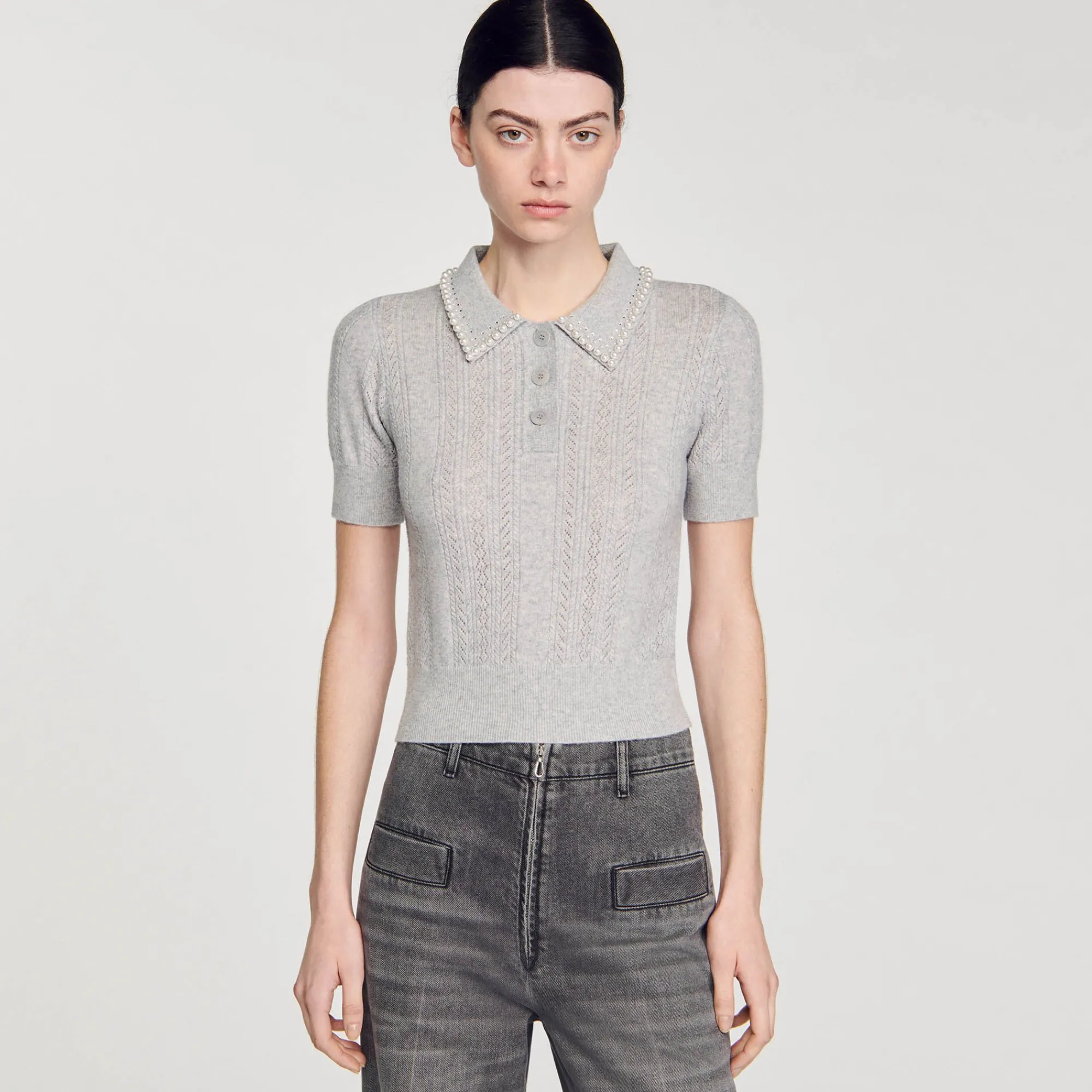 Mulheres Sandro Paris Sueter Curto Tipo Polo