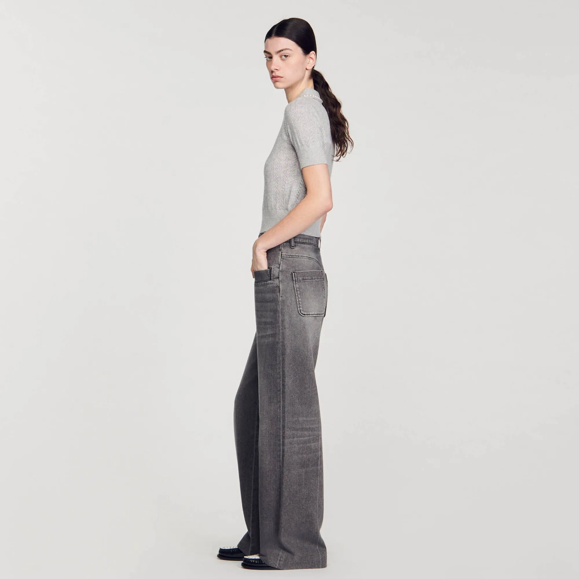 Mulheres Sandro Paris Sueter Curto Tipo Polo