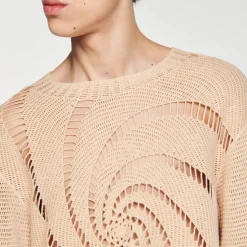 Homem Sandro Paris Sueter De Algodao Em Croche Espiral