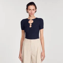 Mulheres Sandro Paris Sueter De Malha Brilhante