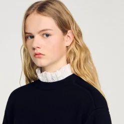 Mulheres Sandro Paris Sueter De Malha Com Gola Alta