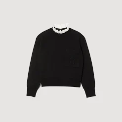 Mulheres Sandro Paris Sueter De Malha Com Gola Alta