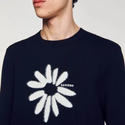 Homem Sandro Paris Sueter Jacquard Com Flor
