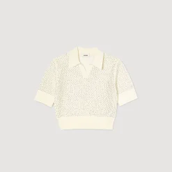 Mulheres Sandro Paris Sueter Polo Curto De Malha