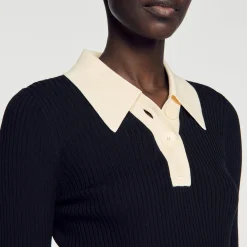 Mulheres Sandro Paris Sueter Polo Tricotado