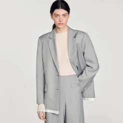 Mulheres Sandro Paris Sueter Transparente Com Strass