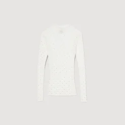 Mulheres Sandro Paris Sueter Transparente Com Strass