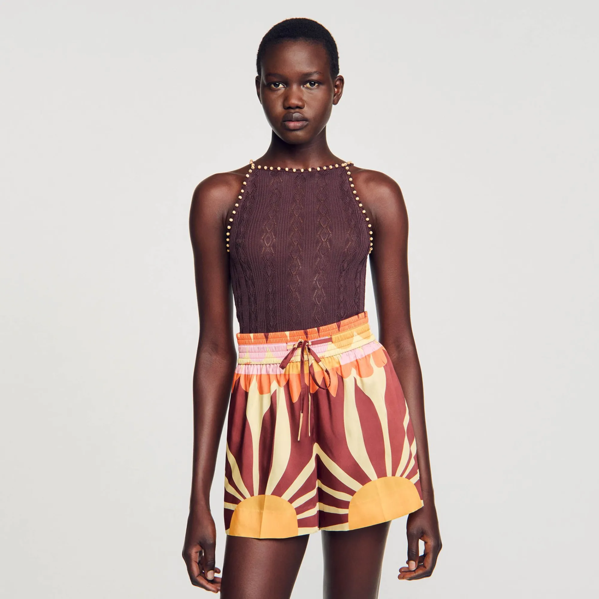 Mulheres Sandro Paris Top De Malha Com Strass