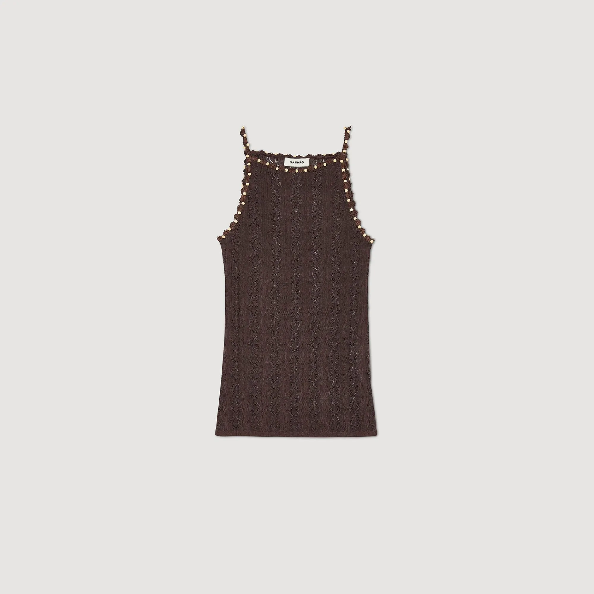 Mulheres Sandro Paris Top De Malha Com Strass