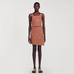 Mulheres Sandro Paris Top De Malha Em Pedacos