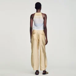 Mulheres Sandro Paris Top De Malha Recortada