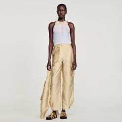 Mulheres Sandro Paris Top De Malha Recortada