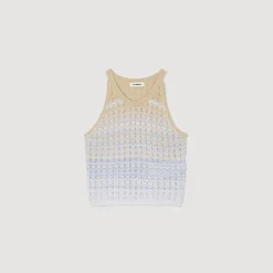 Mulheres Sandro Paris Top De Malha Recortada