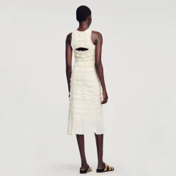 Mulheres Sandro Paris Top De Malha Recortada