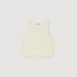 Mulheres Sandro Paris Top De Malha Recortada