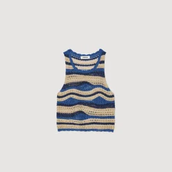 Mulheres Sandro Paris Top De Malha Recortada