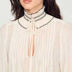 Mulheres Sandro Paris Top De Musselina