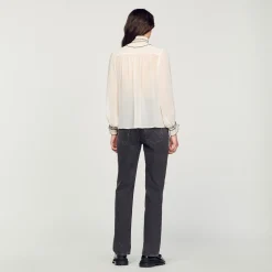 Mulheres Sandro Paris Top De Musselina