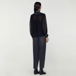 Mulheres Sandro Paris Top De Musselina