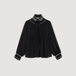 Mulheres Sandro Paris Top De Musselina