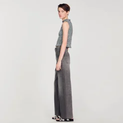 Mulheres Sandro Paris Top Franzido De Lantejoulas