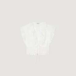 Mulheres Sandro Paris Top Recortado Com Babados