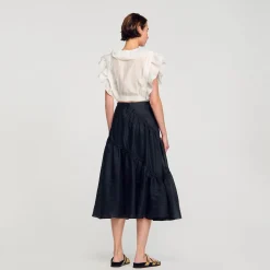 Mulheres Sandro Paris Top Recortado Com Babados