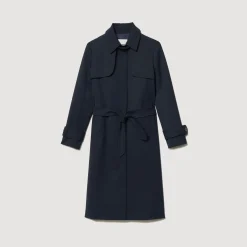 Mulheres Sandro Paris Trench Coat Com Insercao Plissada