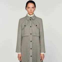 Mulheres Sandro Paris Trench Coat Houndstooth