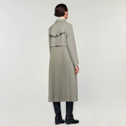 Mulheres Sandro Paris Trench Coat Houndstooth
