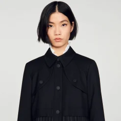 Mulheres Sandro Paris Trench Coat Plissado