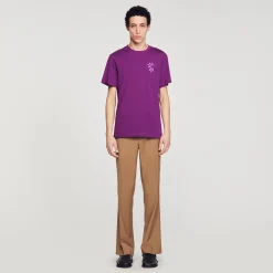 Homem Sandro Paris T-Shirt De Algodao Com Flor