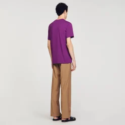 Homem Sandro Paris T-Shirt De Algodao Com Flor